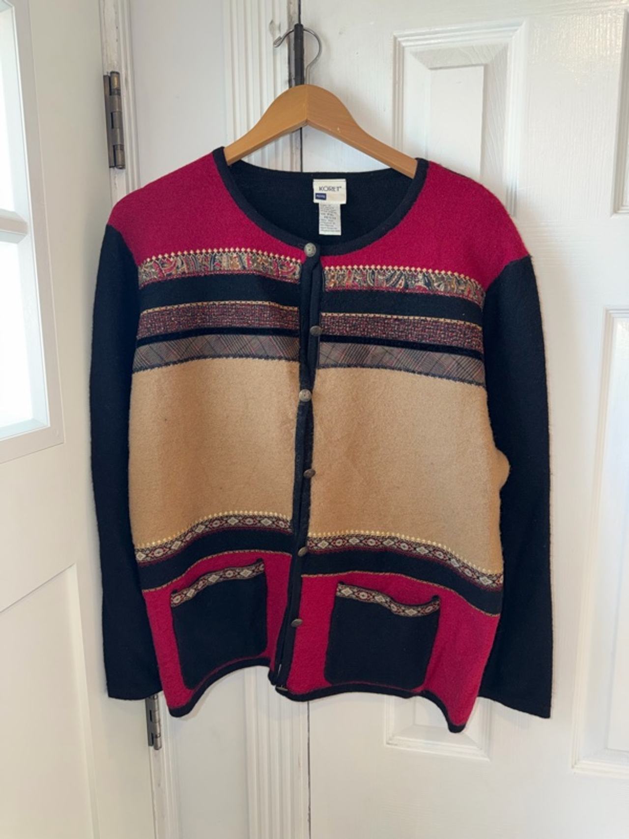 Koret Vintage Embroidered Sweater PXL PETITE 100% WOOL