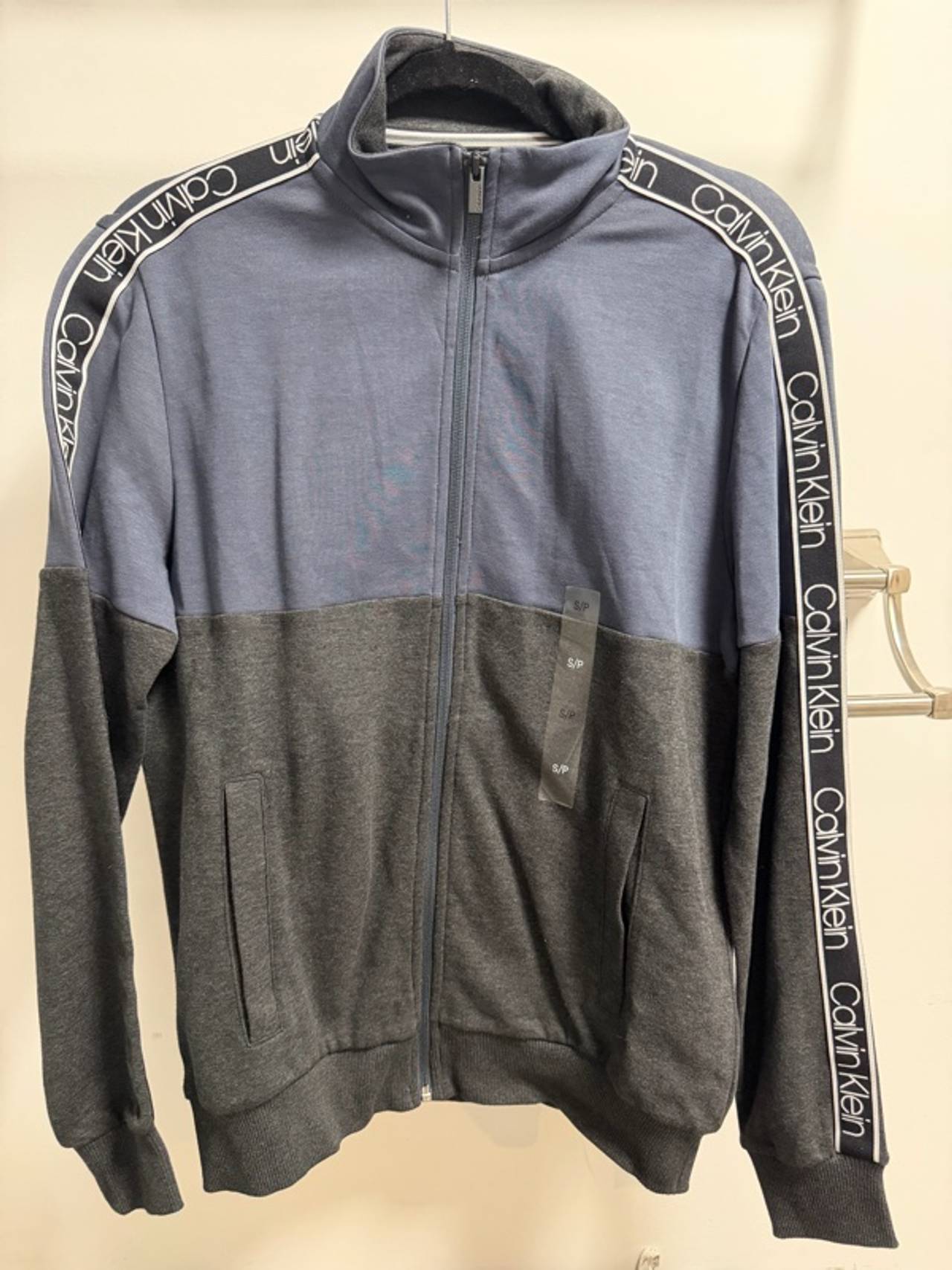 Calvin Klein Full Zip Long Sleeve Jacket Blue/Gray Small