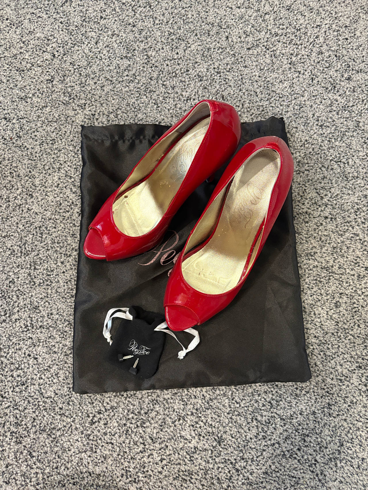 PeepToe Red Patent Leather Heels