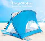 1-2 Person Beach Tent Sun Shelter Canopy UPF 50+ Waterproof Blue - Image 5