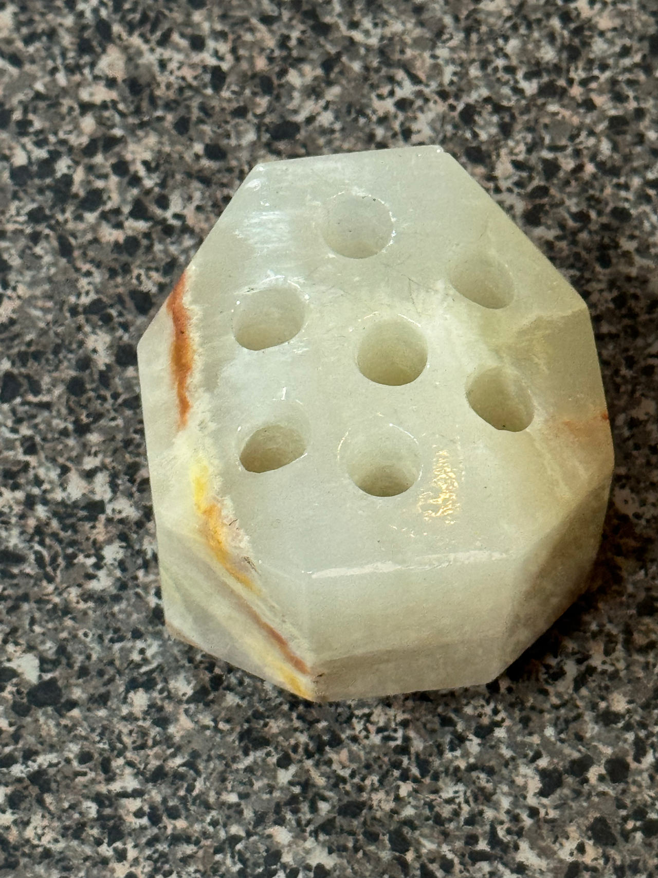 Vintage Onyx Stone Hexagon Pen Holder