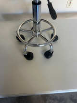 Leather Modern Round Rolling Stool - Image 1