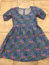 LOFT Blue Floral Puff Sleeve Dress - Image 1