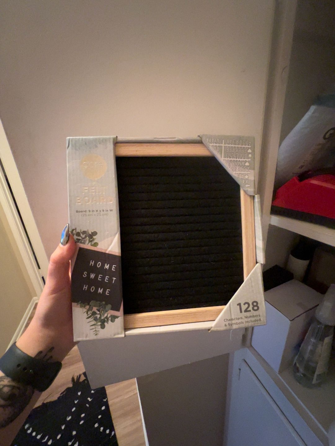 Core Home 9"x9" Black Felt Letter Board