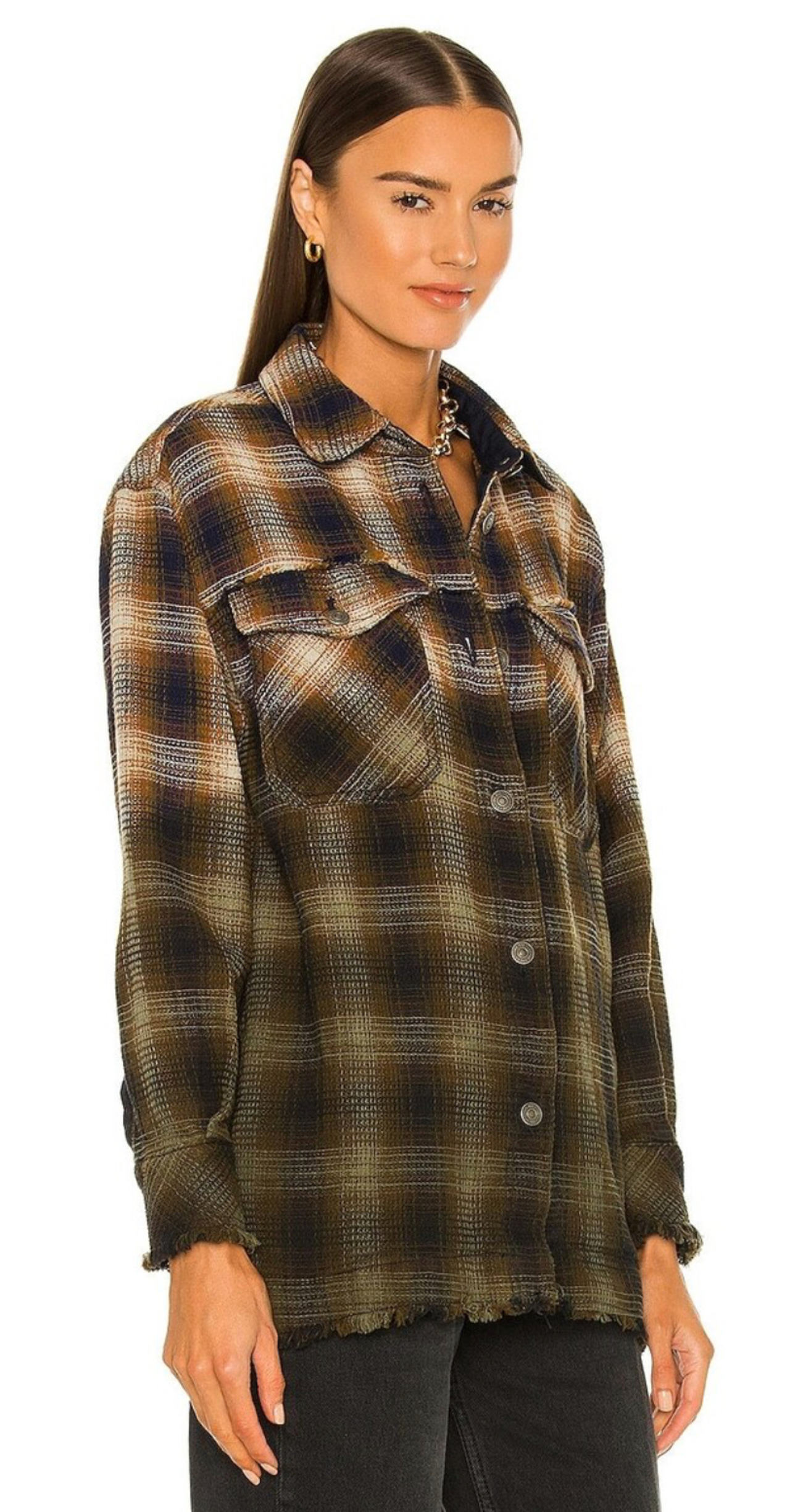 We The Free Anneli Plaid Shacket Textured. Size medium like new