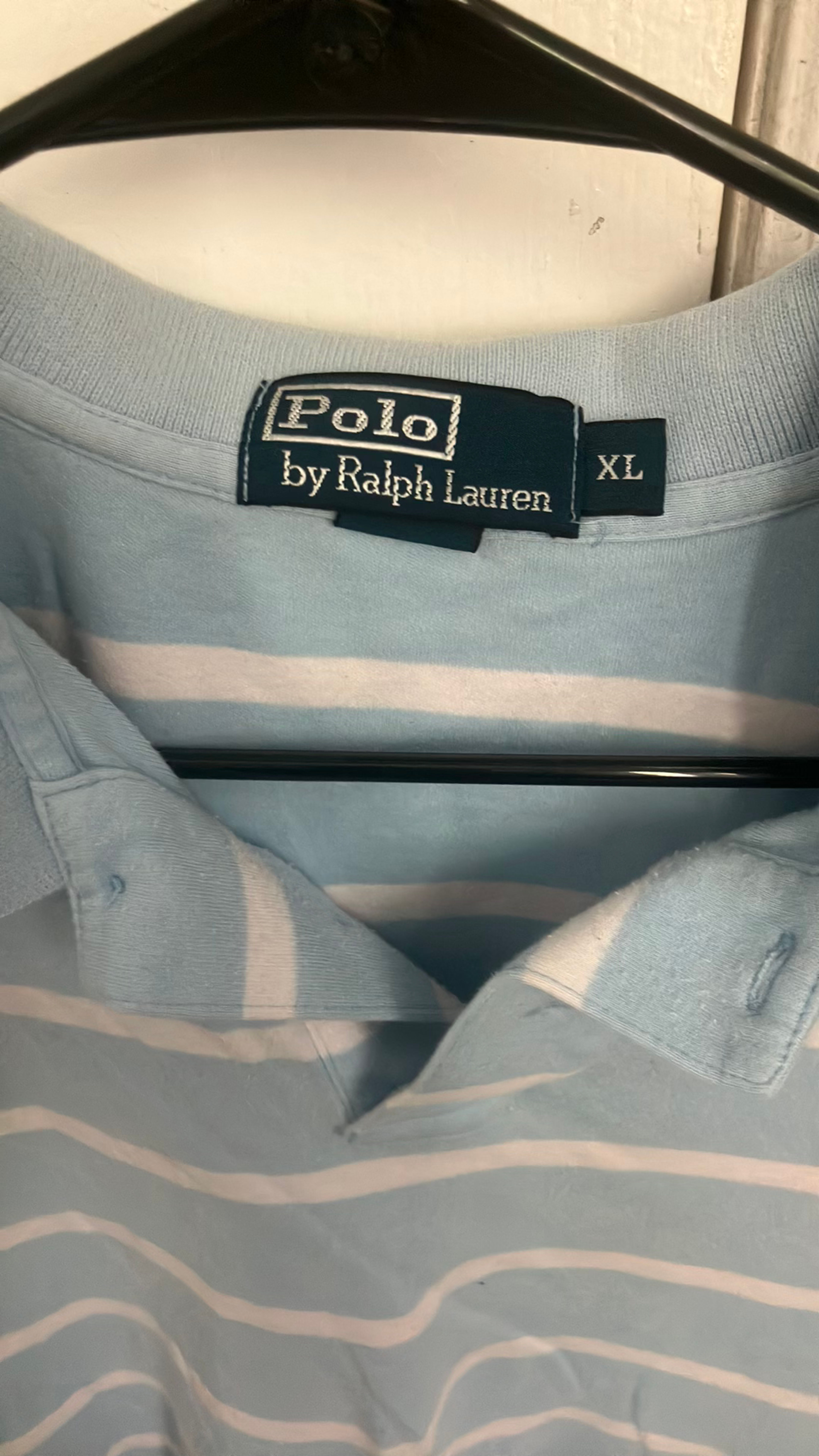 Ralph Lauren Polo Shirt Blue White Stripe - Image 2