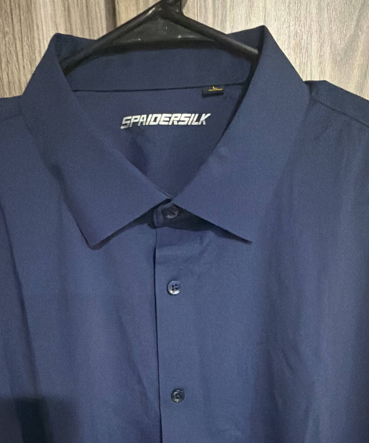 Spaidersilk Navy Blue Performance Dress Shirt Size Large