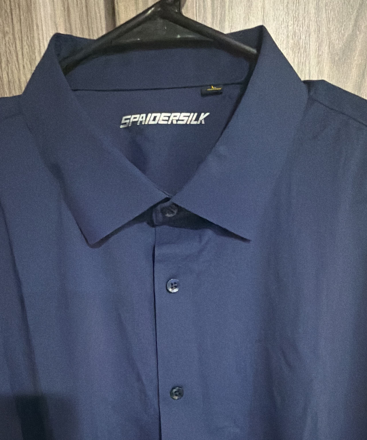 Spaidersilk Navy Blue Performance Dress Shirt Size Large
