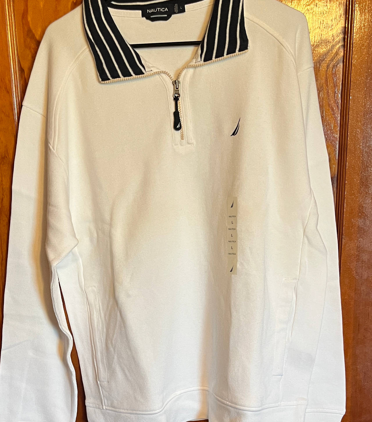 Nautica Men's Striped Collar Quarter-Zip Pullover new men’s large