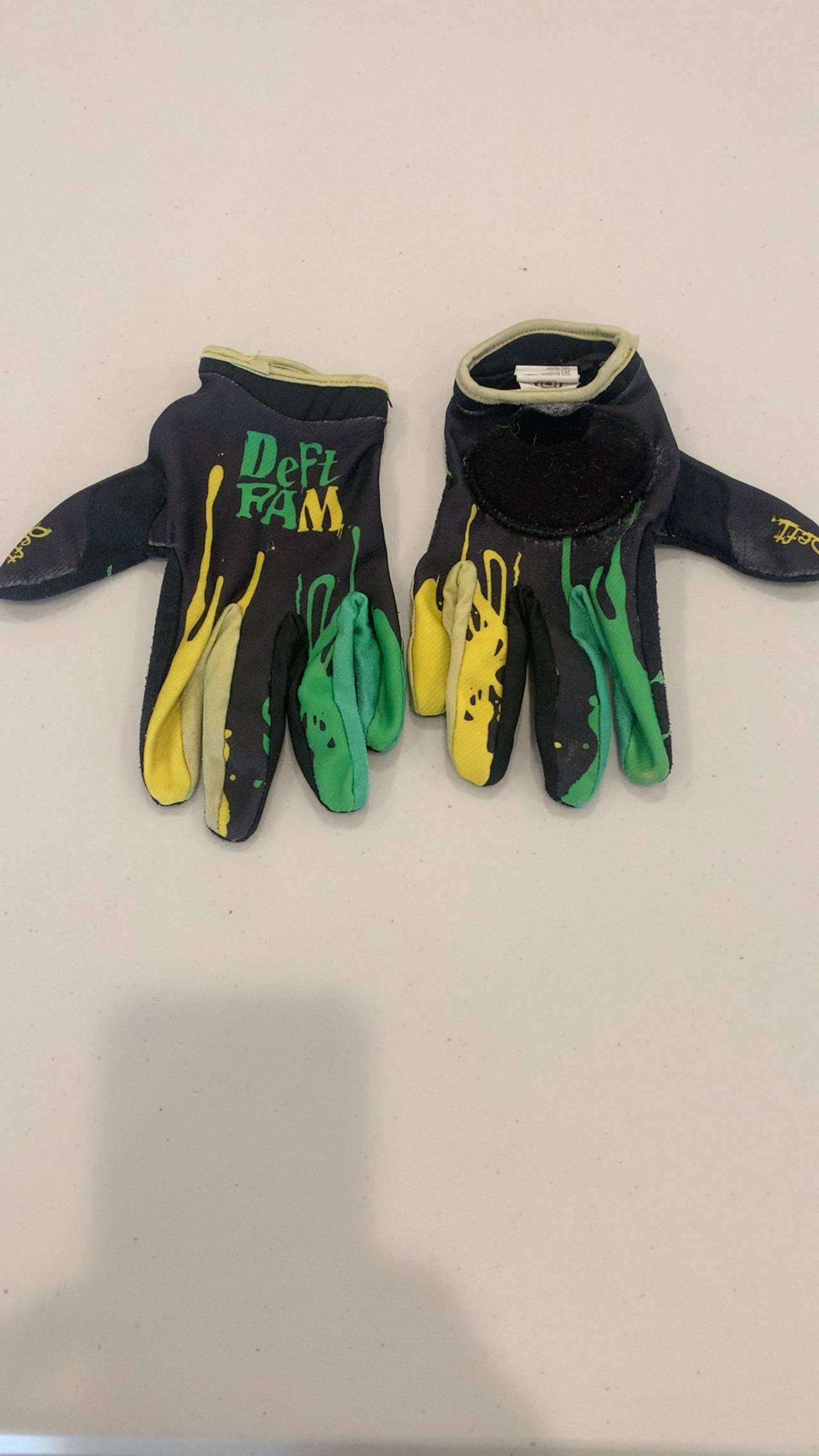 Deft Family Motocross Gloves Green Yellow Black