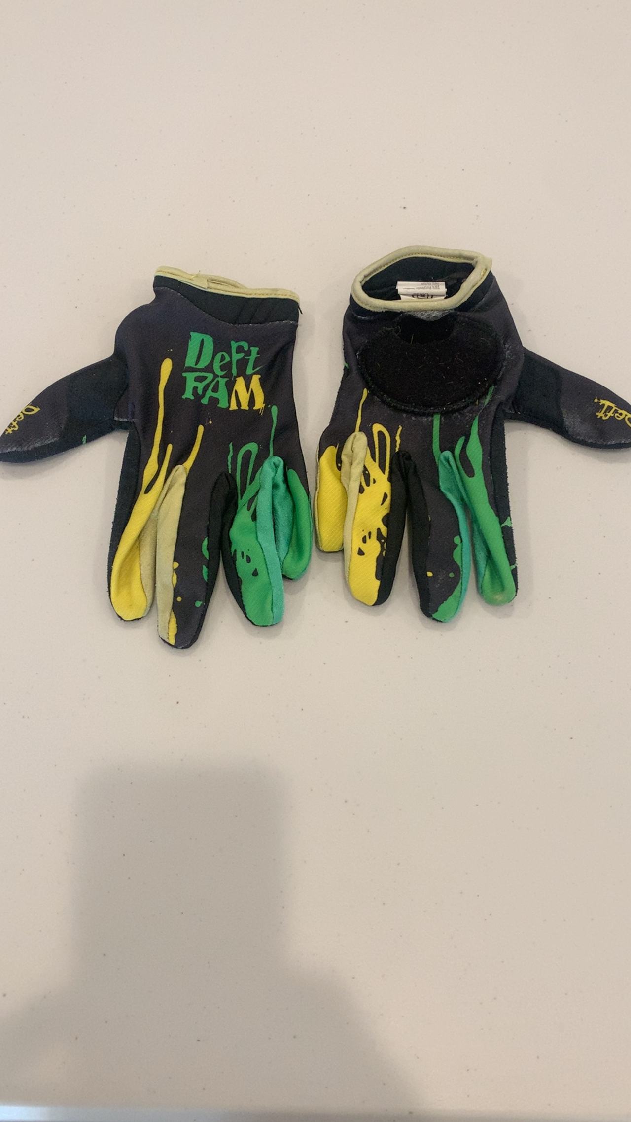 Deft Family Motocross Gloves Green Yellow Black