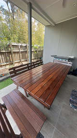 Outdoor Wooden Dining Table Set - Image 3