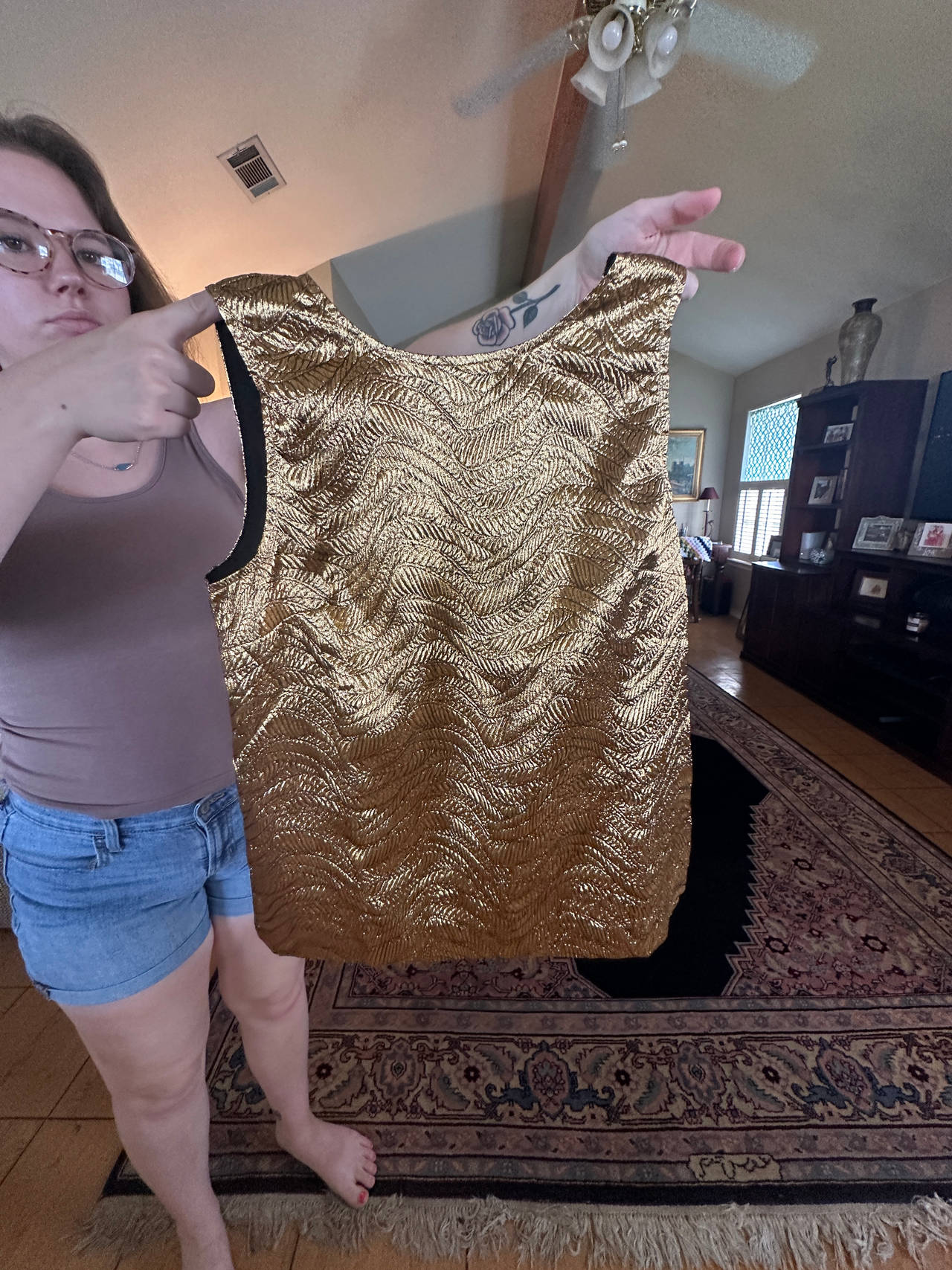 Gold Metallic Sleeveless Top