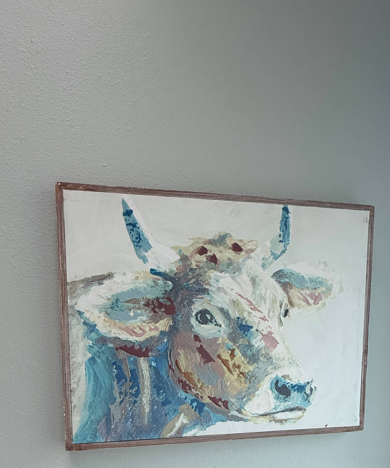 Framed Cow Oil Painting