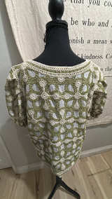 Solitaire Olive & Cream Crochet Blouse - Image 2