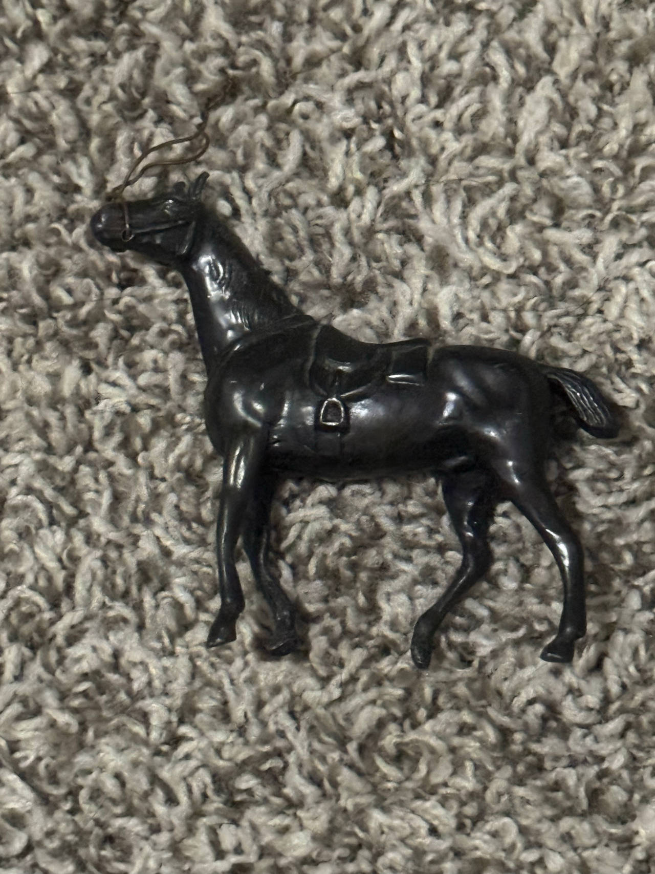 Vintage Cast Iron Horse Figurine with Saddle