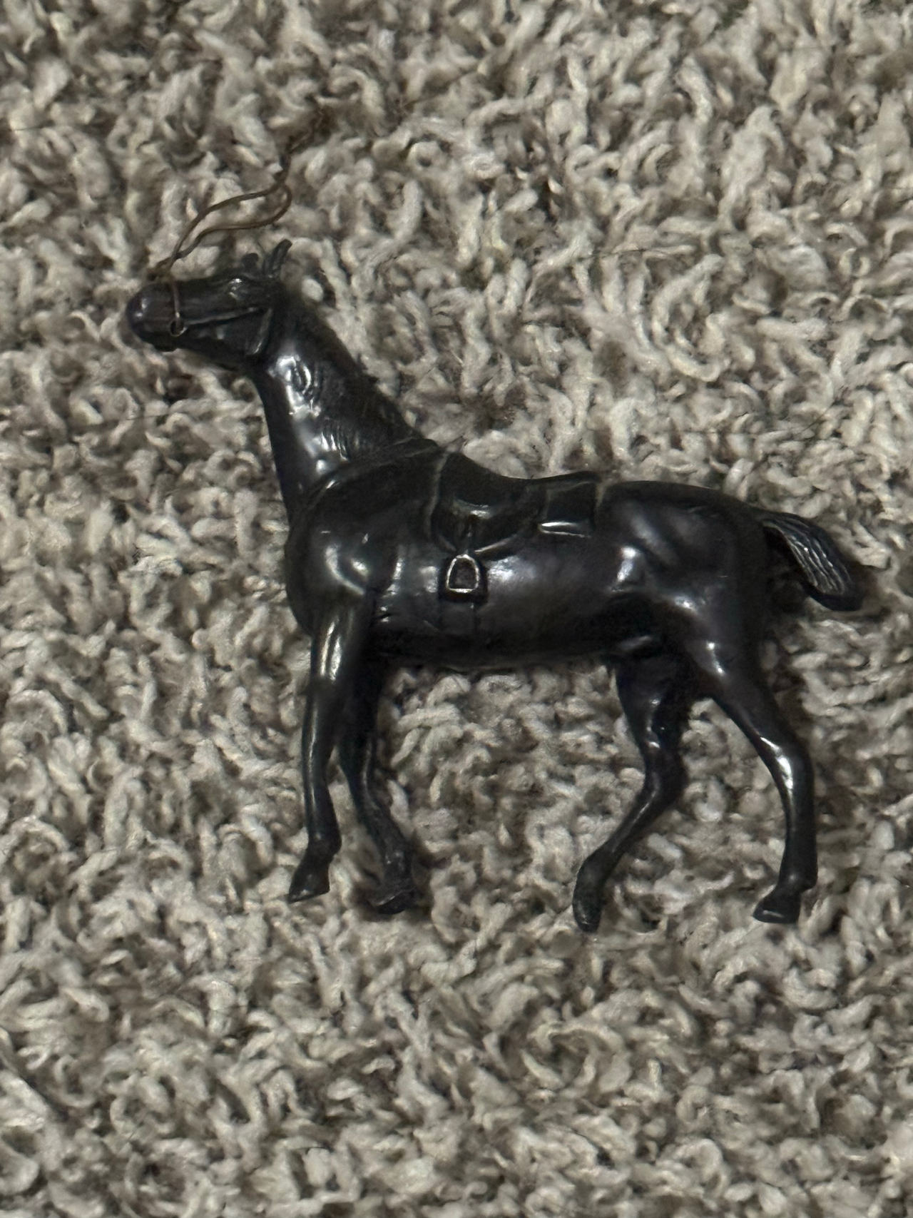Vintage Cast Iron Horse Figurine with Saddle