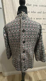 Vintage 60s/70s Geometric Print 3/4 Sleeve Blouse - Image 2