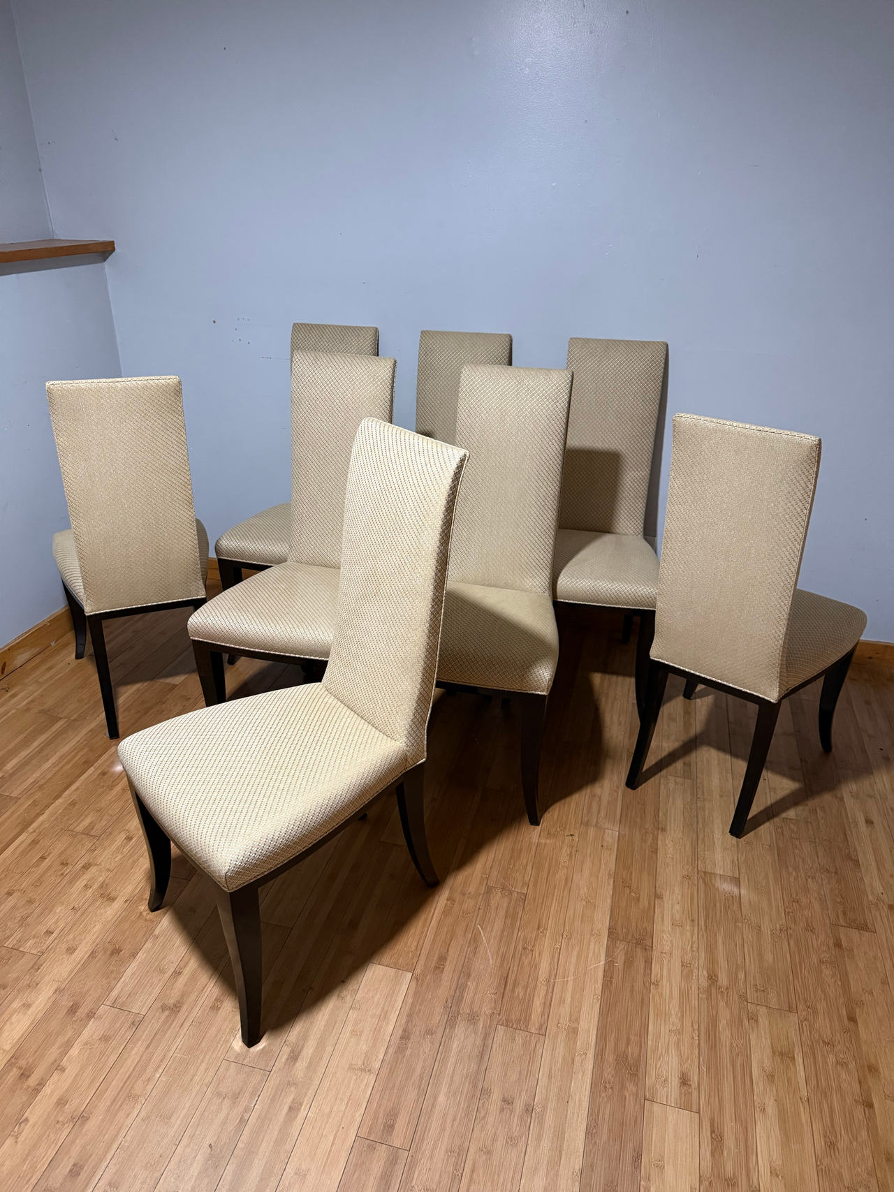 Set of 8 Upholstered High Back Dining Chairs