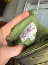 La Perle Olive Green Strapless Beaded Taffeta Evening Gown - Image 2