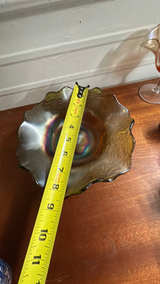 Anchor Hocking Green Carnival Glass Footed Bowl - Image 2
