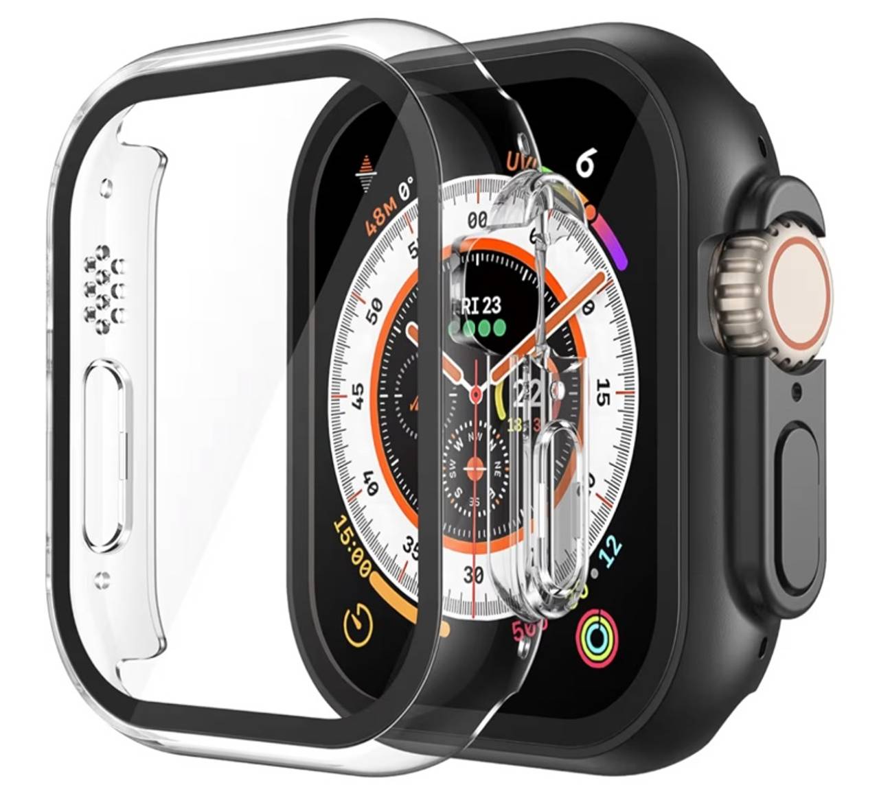 2 Pack PC Misxi Case Built-in Tempered Glass Screen Protector Compatible 49mm