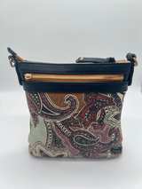 Spartina 449 Daufuskie Island Paisley Linen Leather Crossbody Bag Black Trim - Image 2