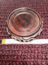 Vintage Chinese Carved 4”x1 1/4” Wood Vase Stand - Image 2