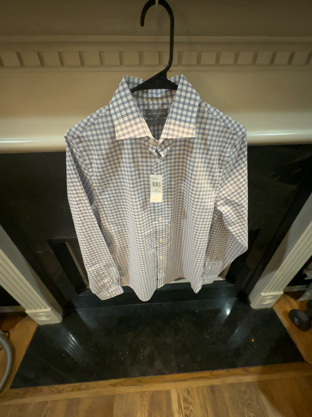 NWT Michael Kors Men's Purple Pinstripe Dress Shirt Size Medium 15 32/33