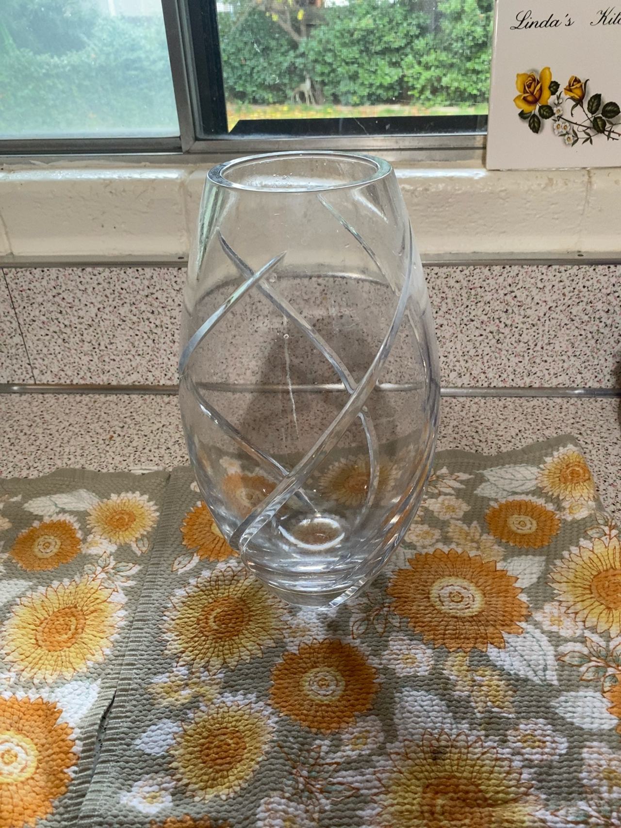 Tiffany & Co. Swirl Optic Cut Crystal Vase 8"
