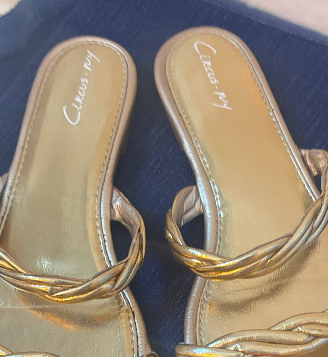 Circus NY Gold Braided Flat Sandals