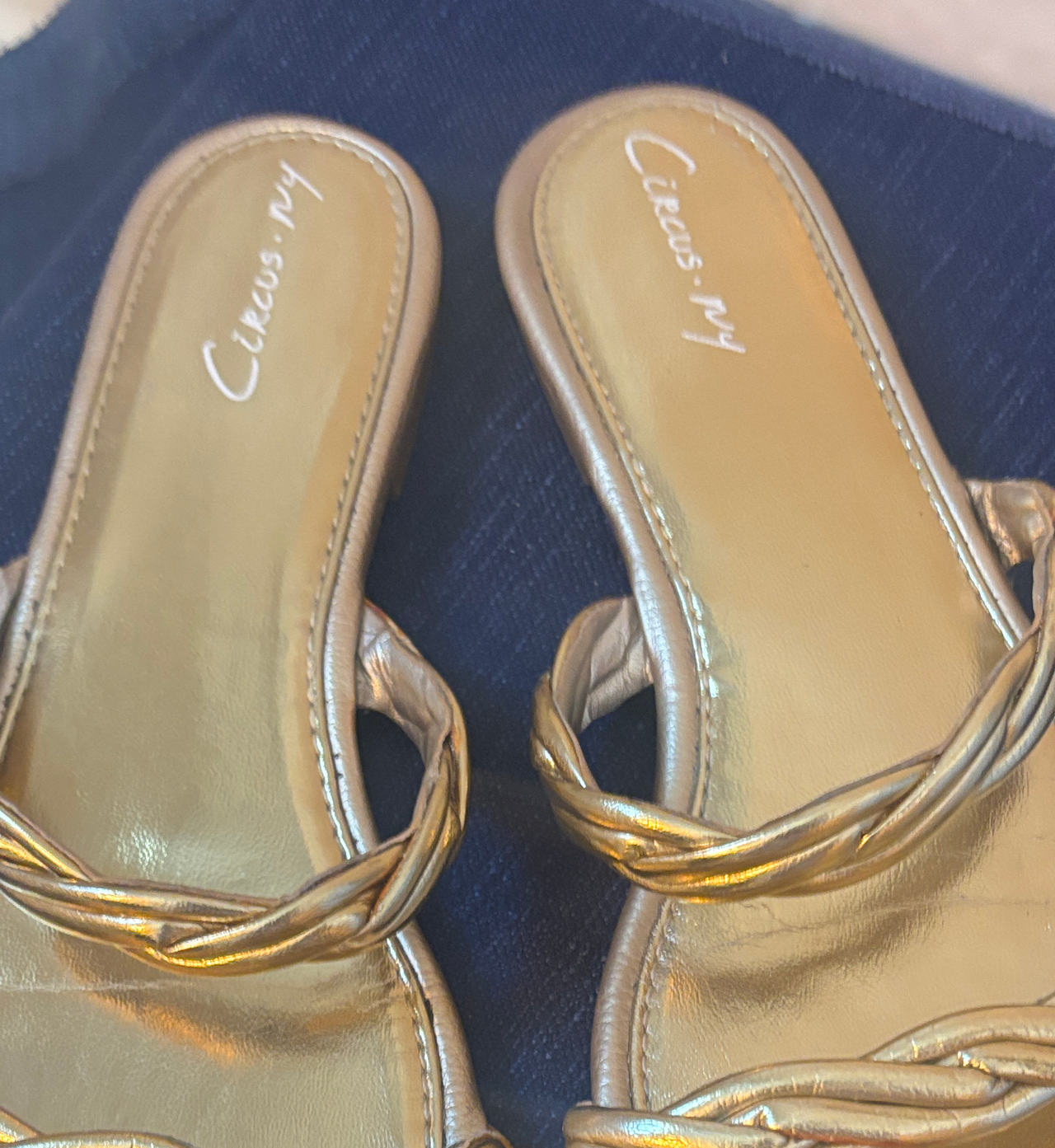 Circus NY Gold Braided Flat Sandals