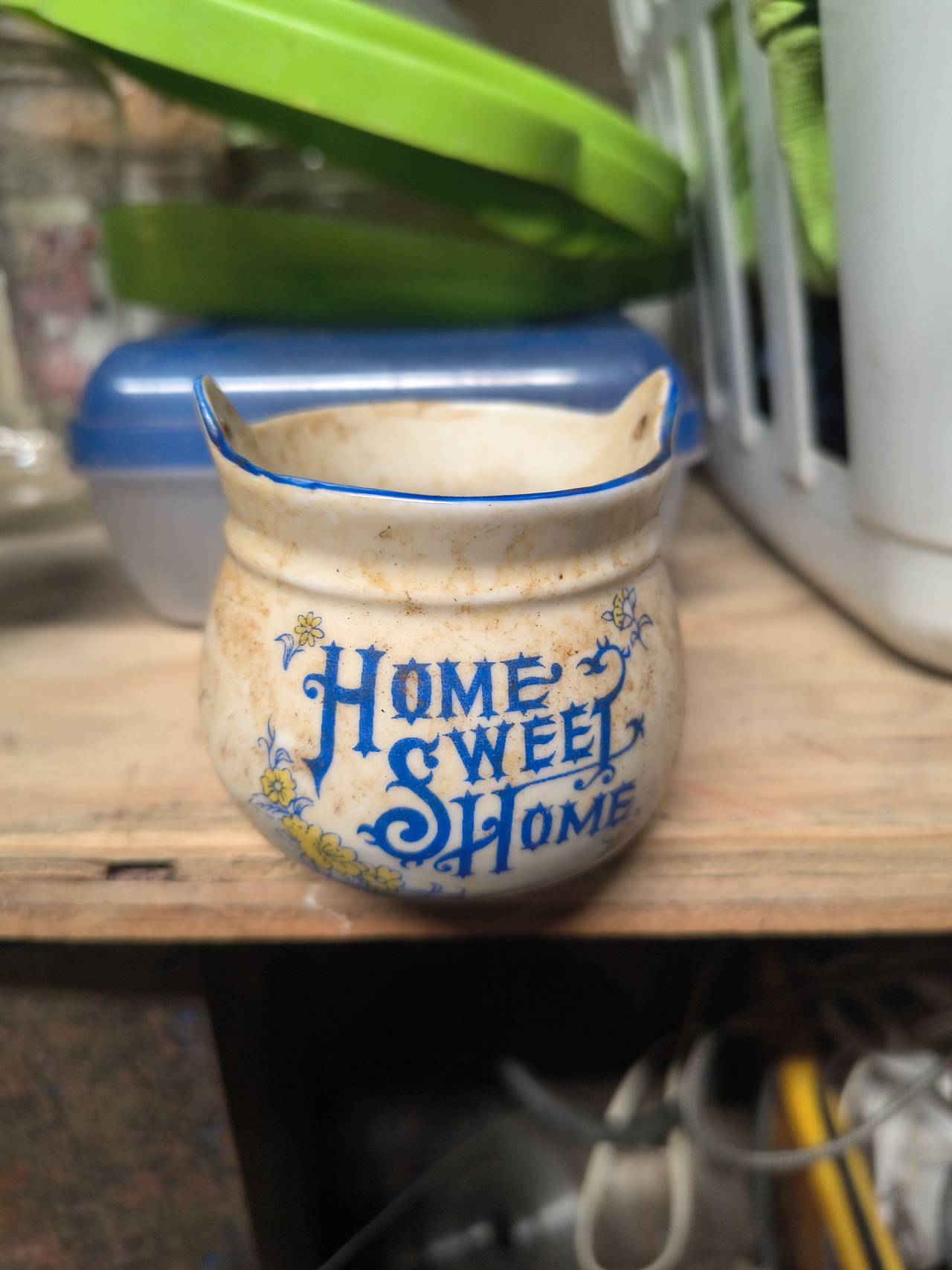 Vintage Home Sweet Home Ceramic Sugar Bowl/Crock