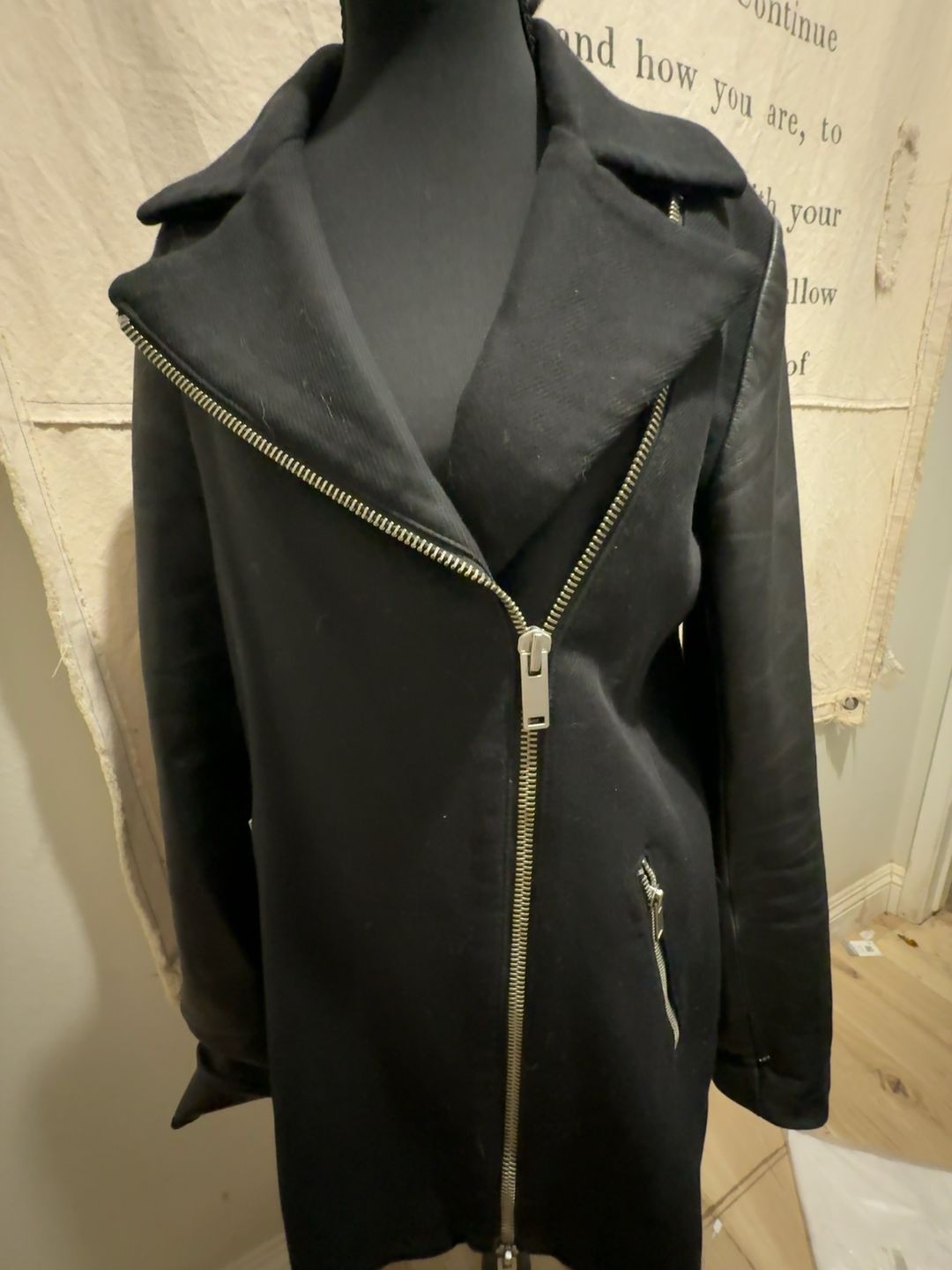 Gap cotton Moto Lamb Leather Collar Coat