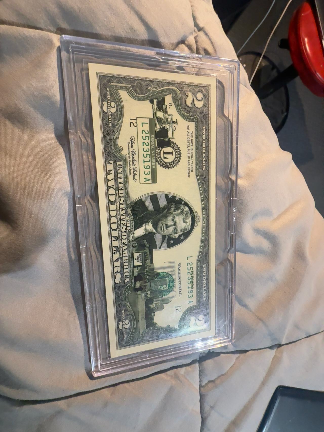 U.S. Federal Reserve $2 Note 2003 Series A Colorized Indiana State