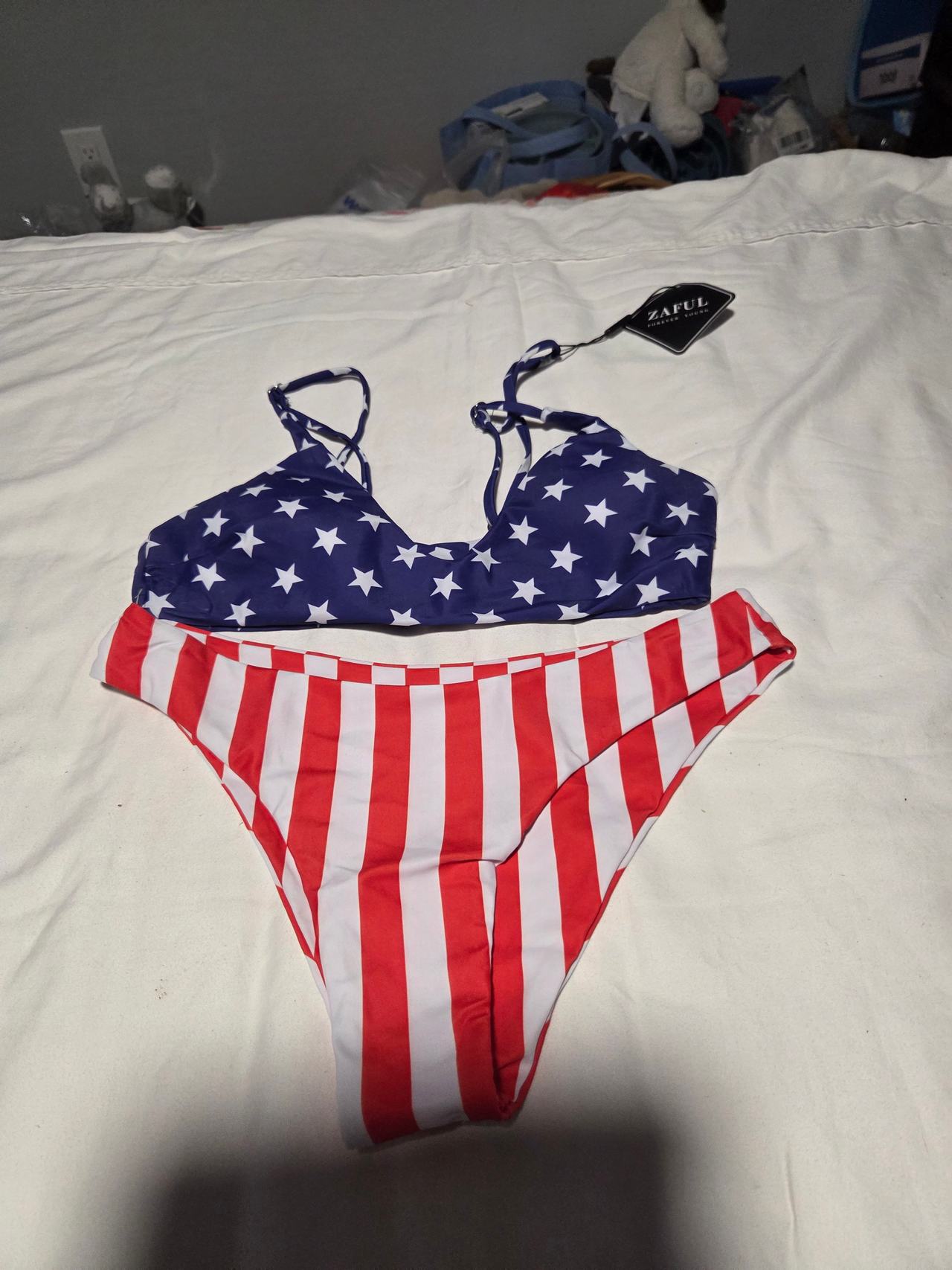 Zaful American Flag Bikini Set