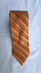 DKNY Silk Striped Tie Orange/Yellow - Image 2