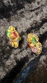 Vintage Fruit Salad Glass Bead Clip-On Earrings - Image 1