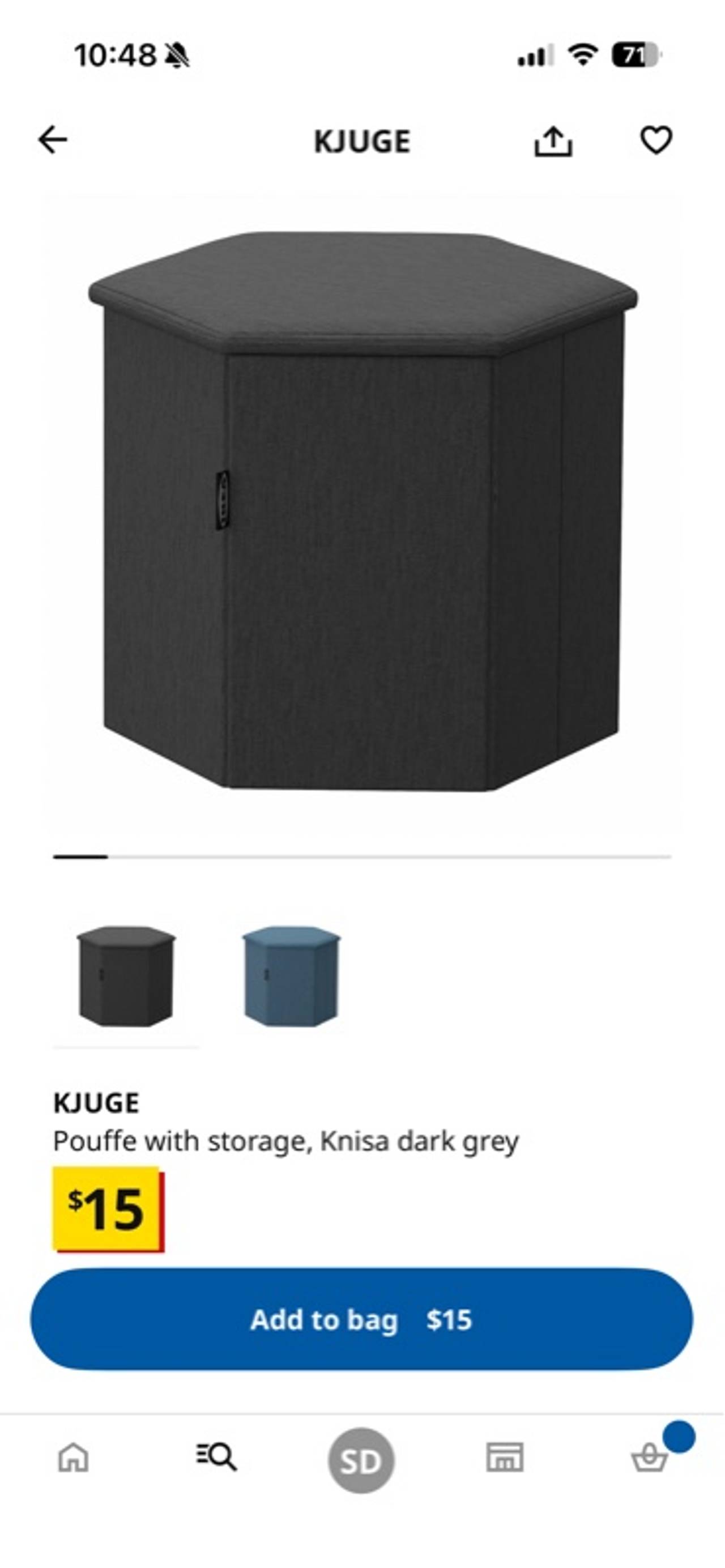 2x IKEA KJUGE Pouffe with Storage Dark Grey