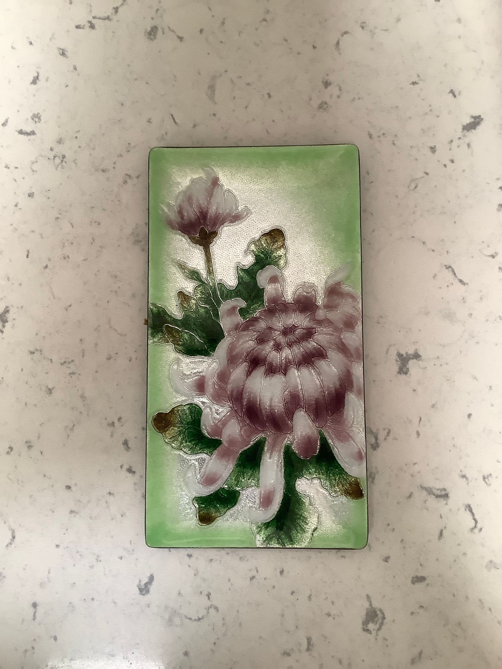 Vintage Japanese Enamel Tatanka Trinket Tray-Flower Gardens