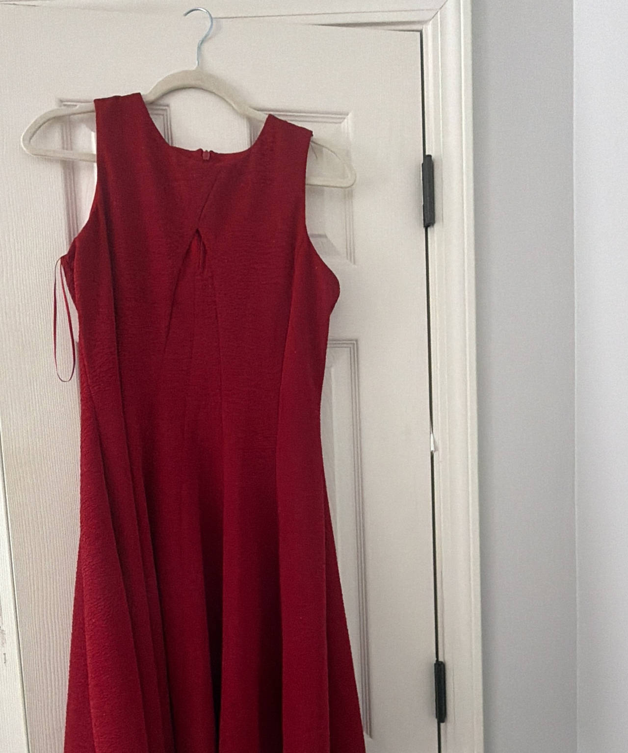 Red Sleeveless Textured A-Line Dress