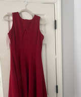Red Sleeveless Textured A-Line Dress - Image 1
