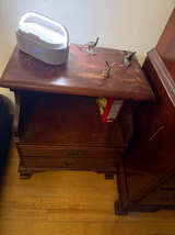 Mid century kling furniture cherry and mahogany Wooden Nightstand with Open Shel - Image 1