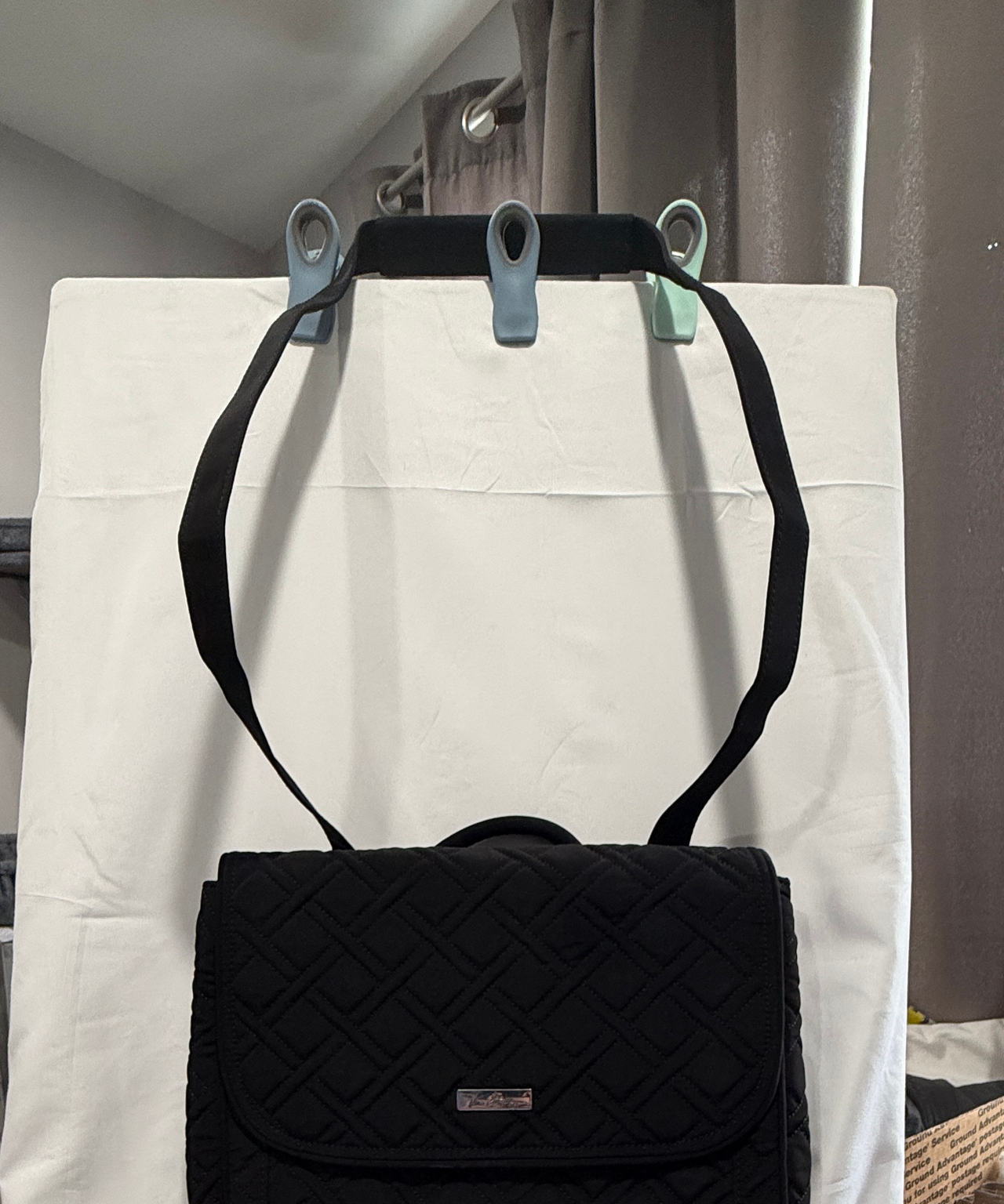 Vera Bradley Black Quilted Convertible Crossbody Backpack