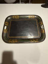 Vintage Hand Painted Floral Toleware Serving Tray - Image 1