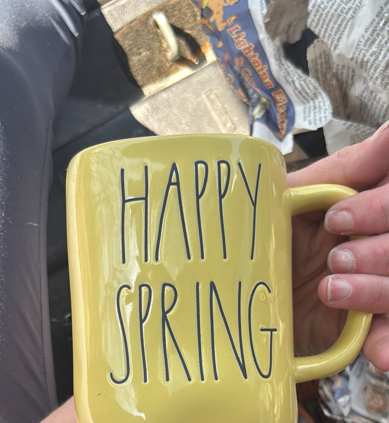 Rae Dunn Happy Spring Yellow Ceramic Mug