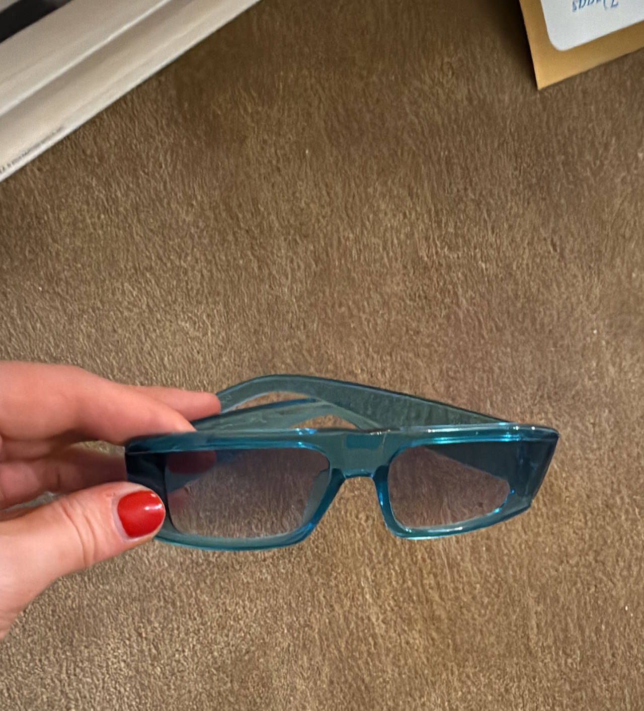 Blue Transparent Rectangular Sunglasses