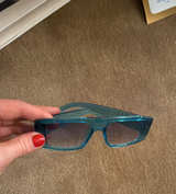 Blue Transparent Rectangular Sunglasses - Image 1