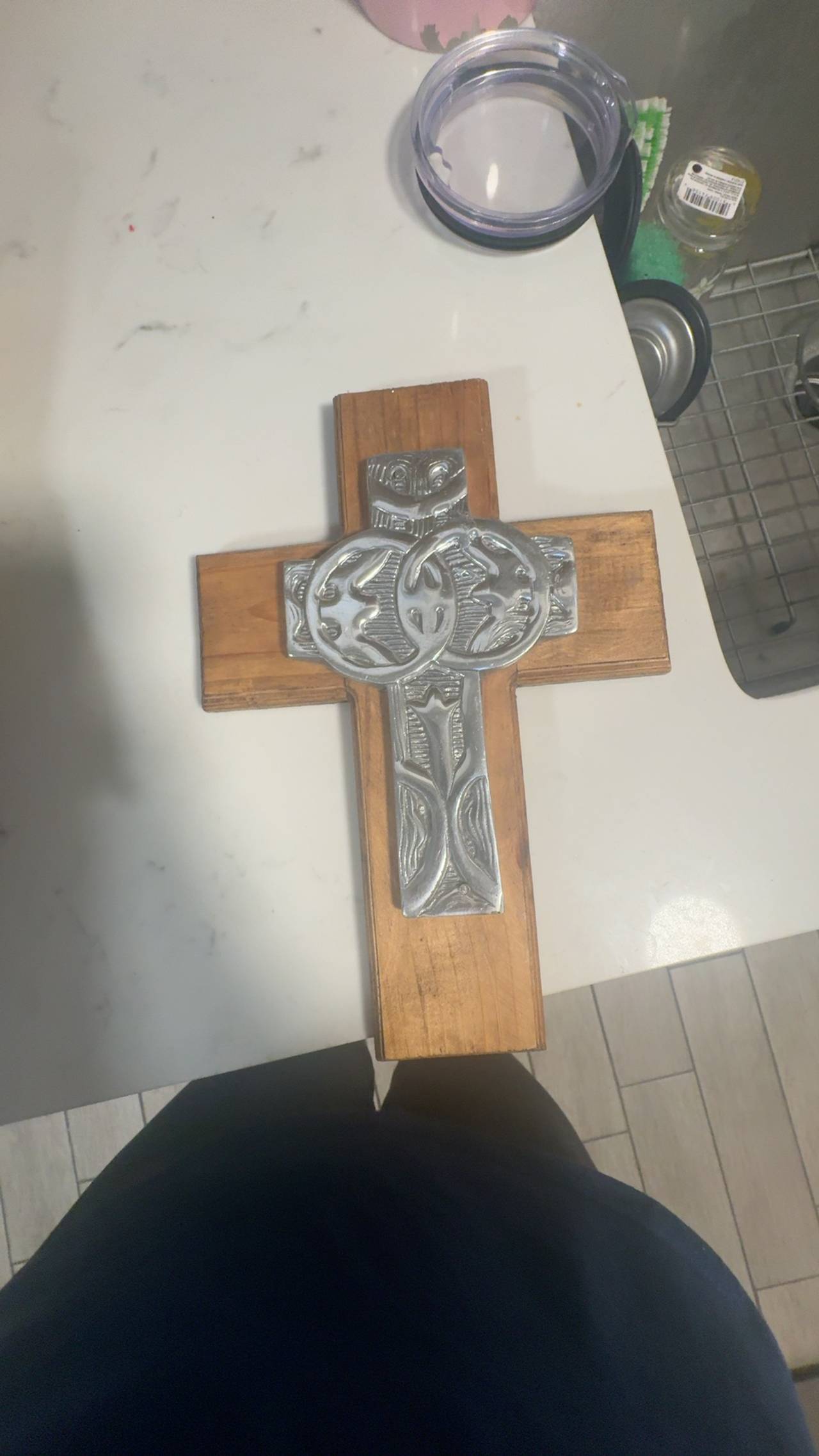 Unbranded Wood and Metal Standing Cross
