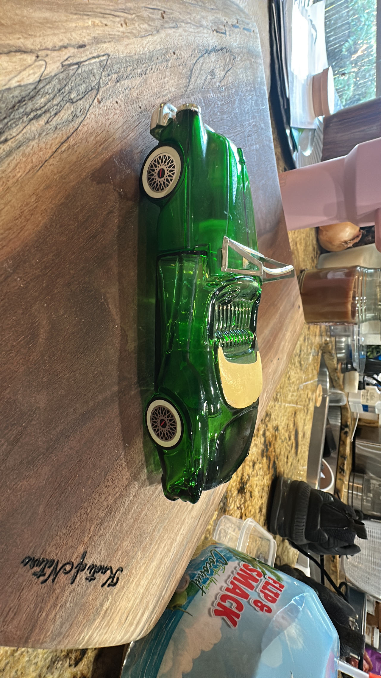 Avon Green Glass Car After Shave Bottle 